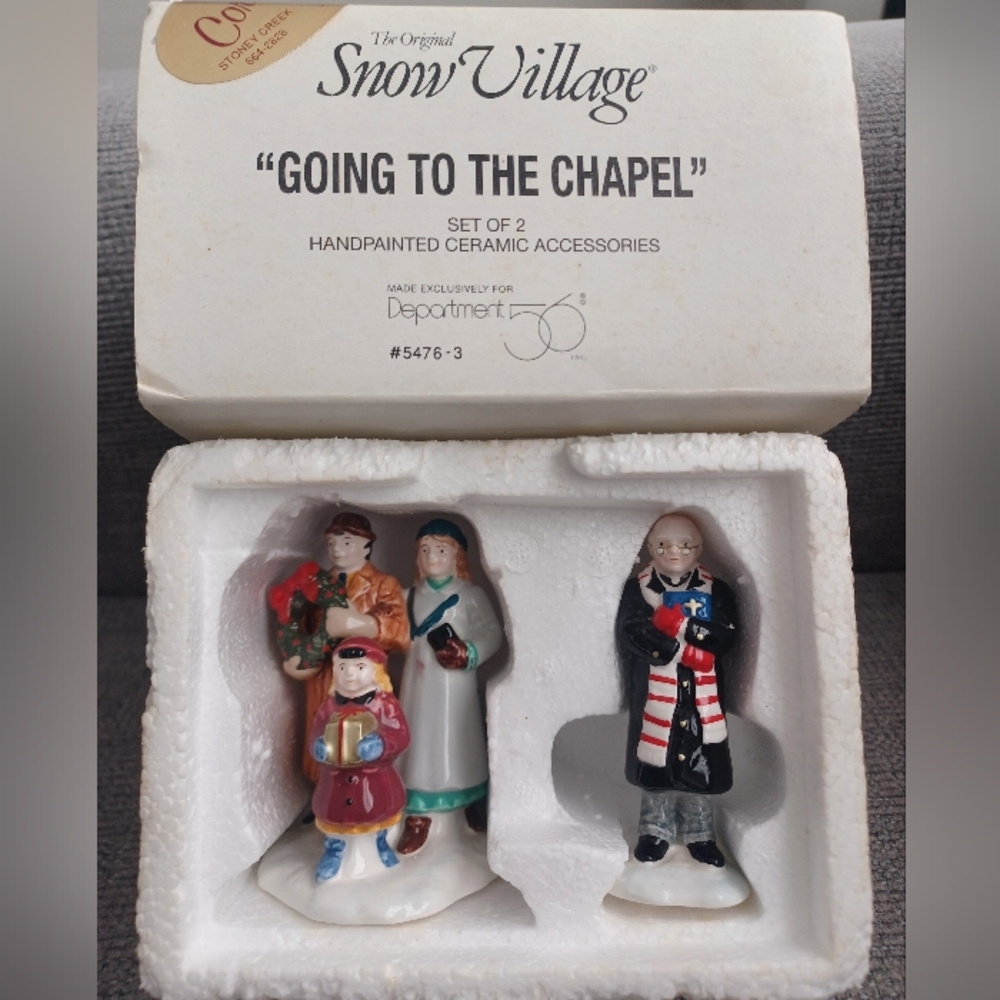 Dept 56 Going To The Chapel The Original Snow Village Set 2 Ceramic Accessories